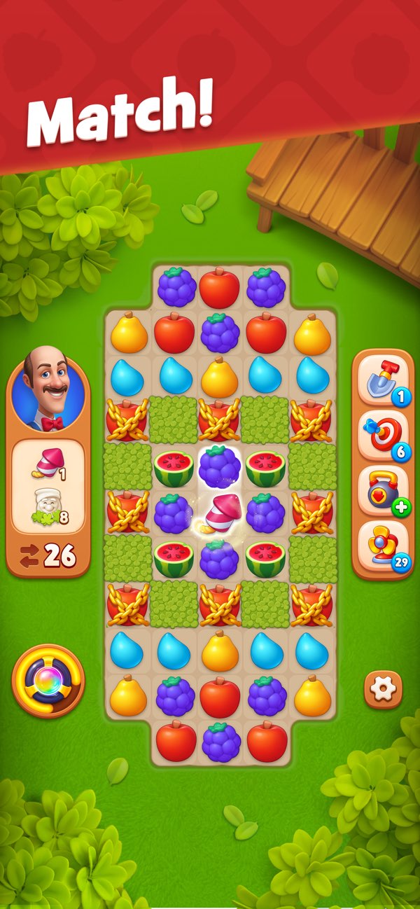 Gardenscapes: поле три в ряд
